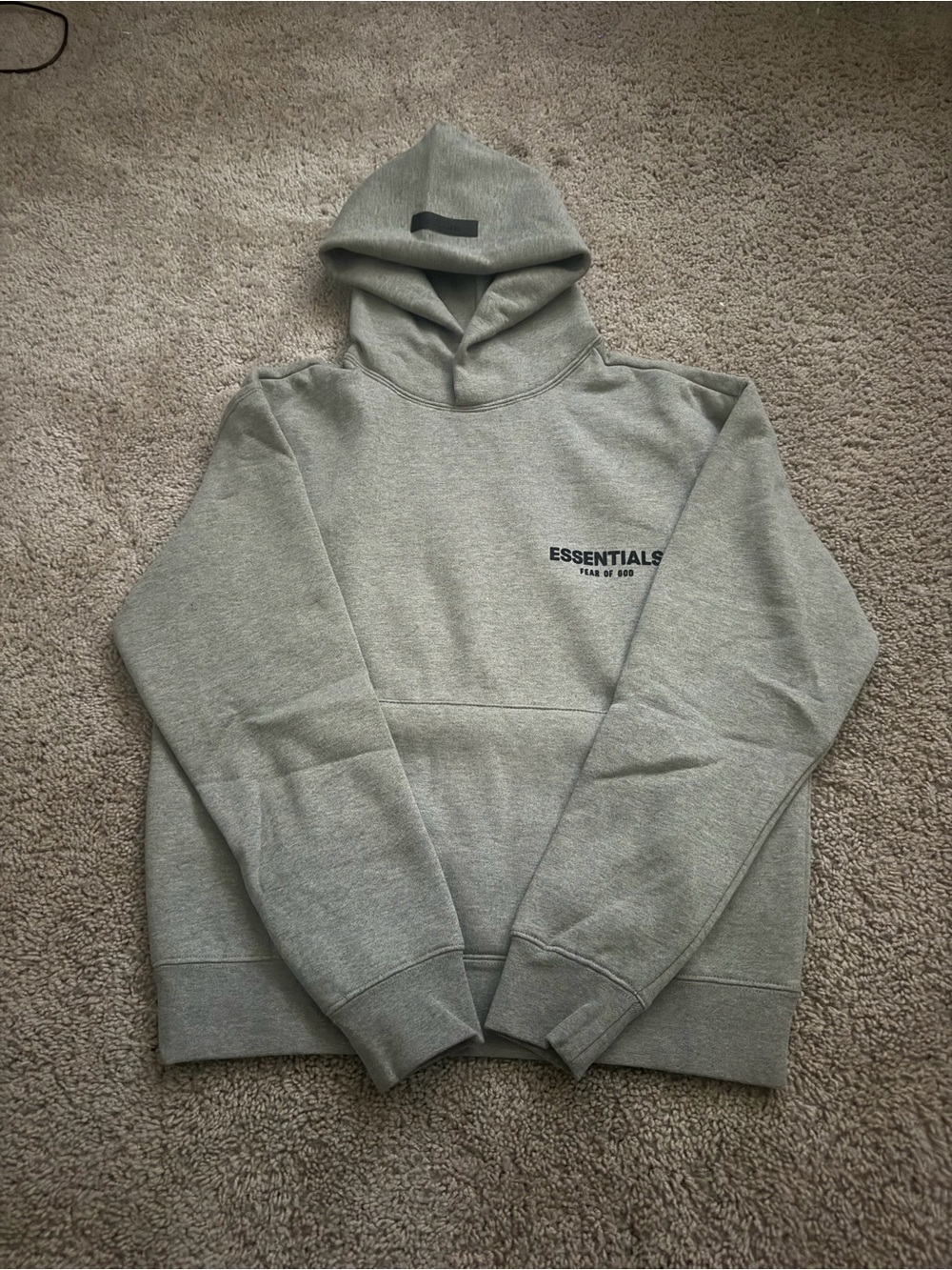 ESSENTIALS Light Gray Pullover Hoodie with Small Chest Logo